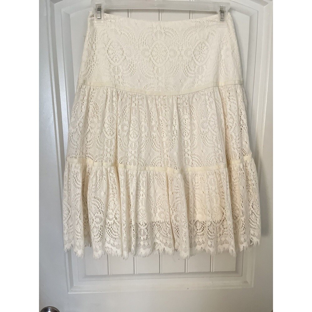 Vintage Harold’s Size S Ivory Lagenlook Lace Victorian Skirt Crochet New $98